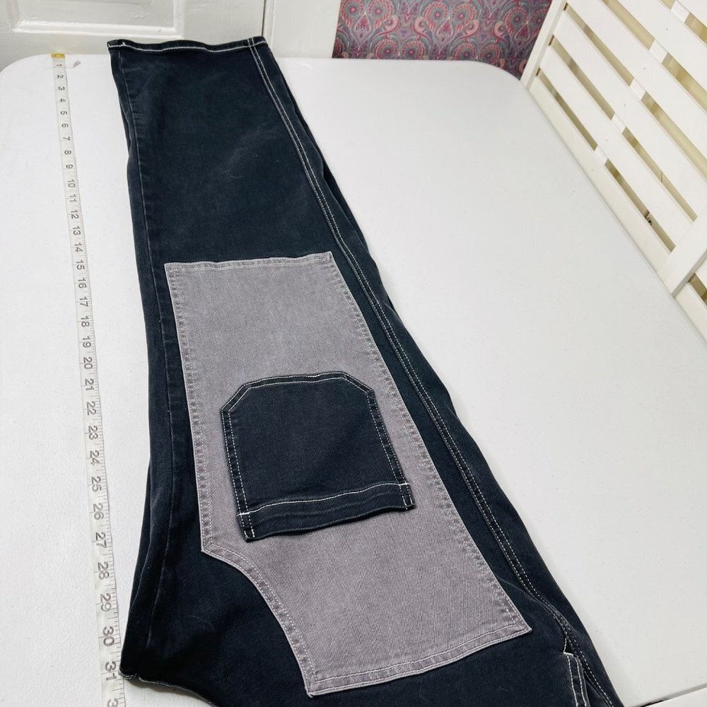 Hot Topic Panel Carpenter Pants Womens 11 Black Gray High Rise Goth Grunge - Picture 8 of 9